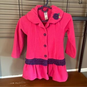 Vintage 90s Mack & Co. Pink and Purple Kids Size 6X Coat Fleece Floral Ruffle